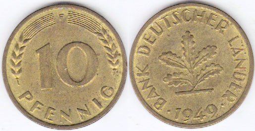 1949 F Germany 10 Pfennig (aUnc) A001762